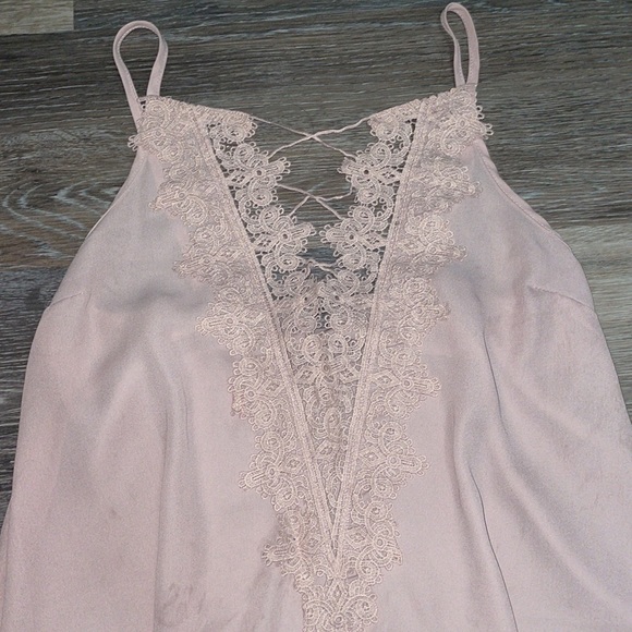Y2K Pink Flowy Lace Tank Top by Charlotte Russe - Size Small - Picture 2 of 4